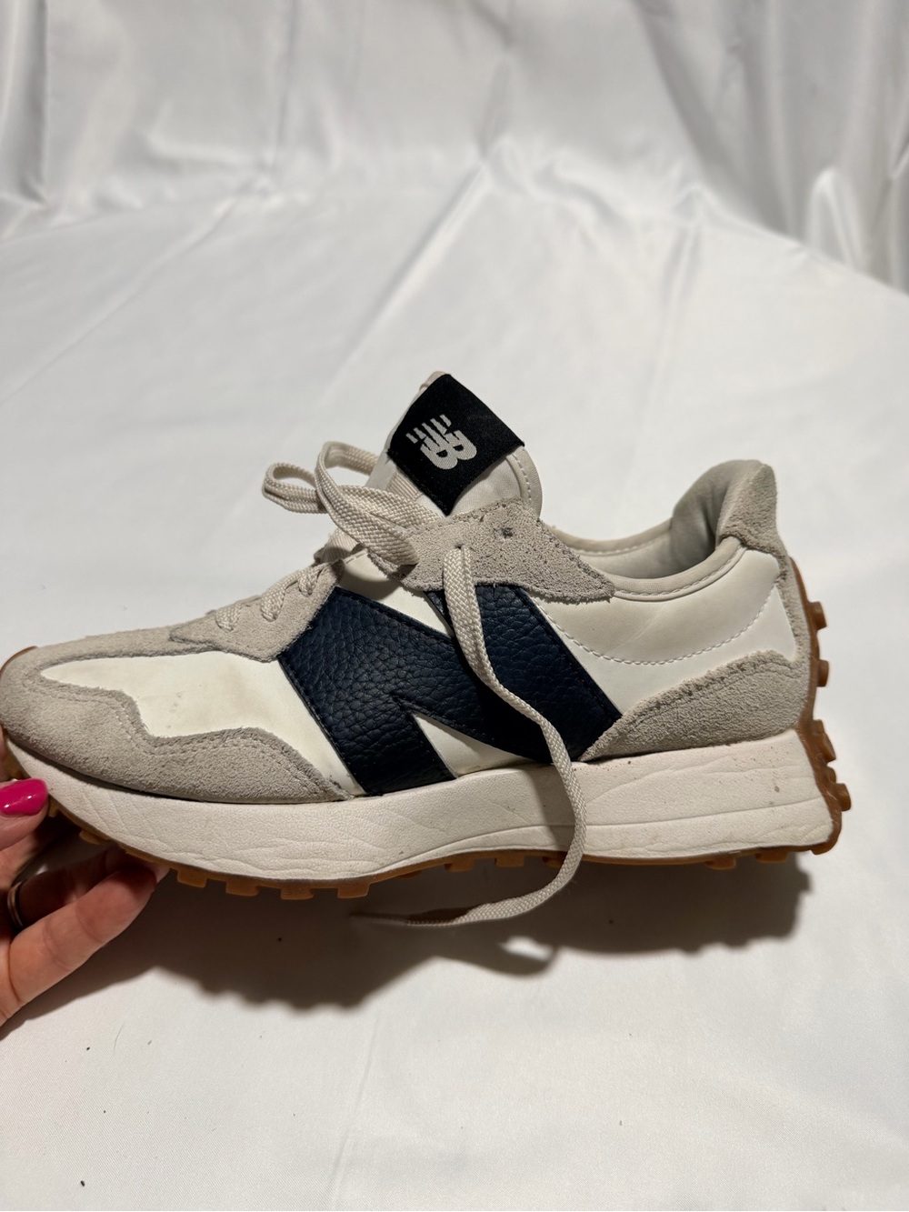 Womens New Balance 327 Athletic Shoe - Moonbeam / Black - Picture 8 of 12